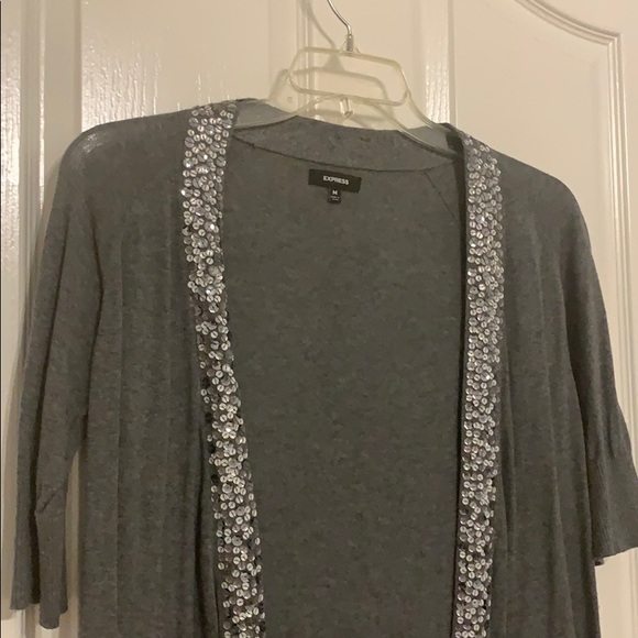 Express - sequin trim short sleeve cardigan - Picture 2 of 7